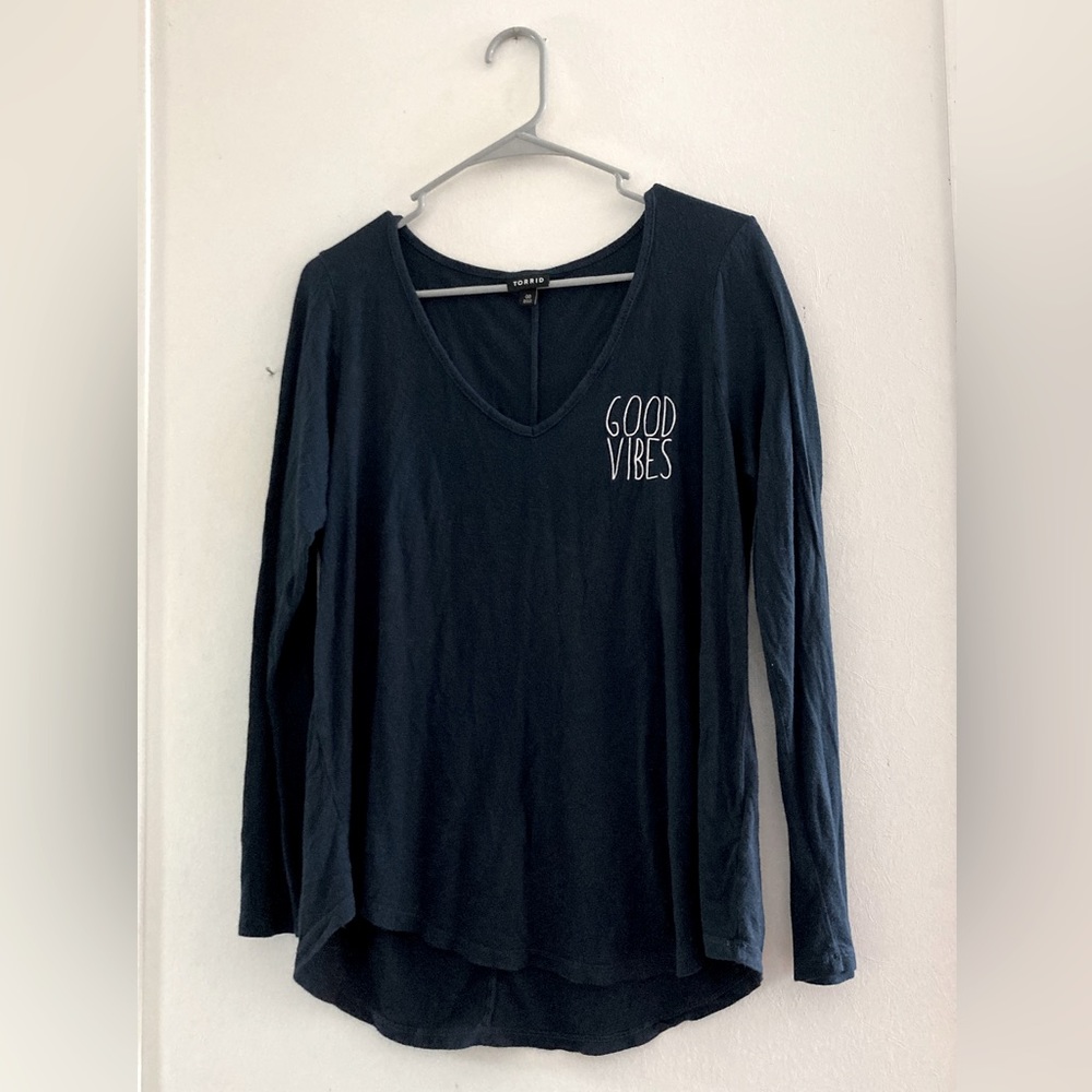 Torrid Long Sleeve Shirt Torrid Size 00 Good Vibes Shirt Torrid Shirt Plus Size